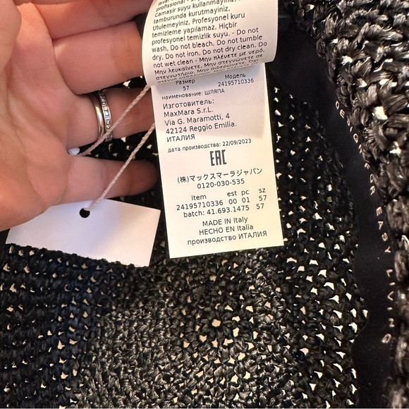 NWOT ‘S Max Mara Label-cut Wide-brimmed Raffle Effect Cloche Size: S/M Spring - Picture 13 of 14